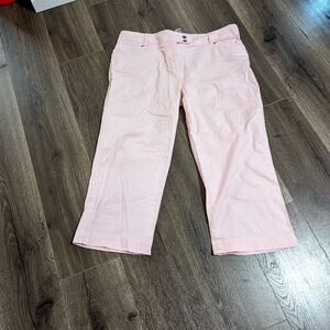 Cleo petites pink Capris pants.  Size 14 P. Cotton with 3% Spandex. EUC.